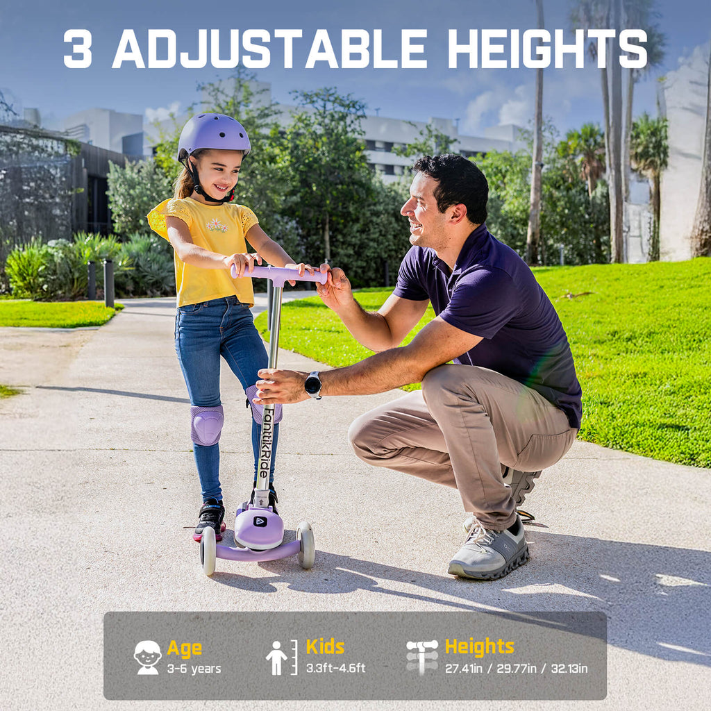 FanttikRide K9 Pro electric scooter for kids with adjustable heights for ages 3-6 years, 3.3ft-4.6ft tall.