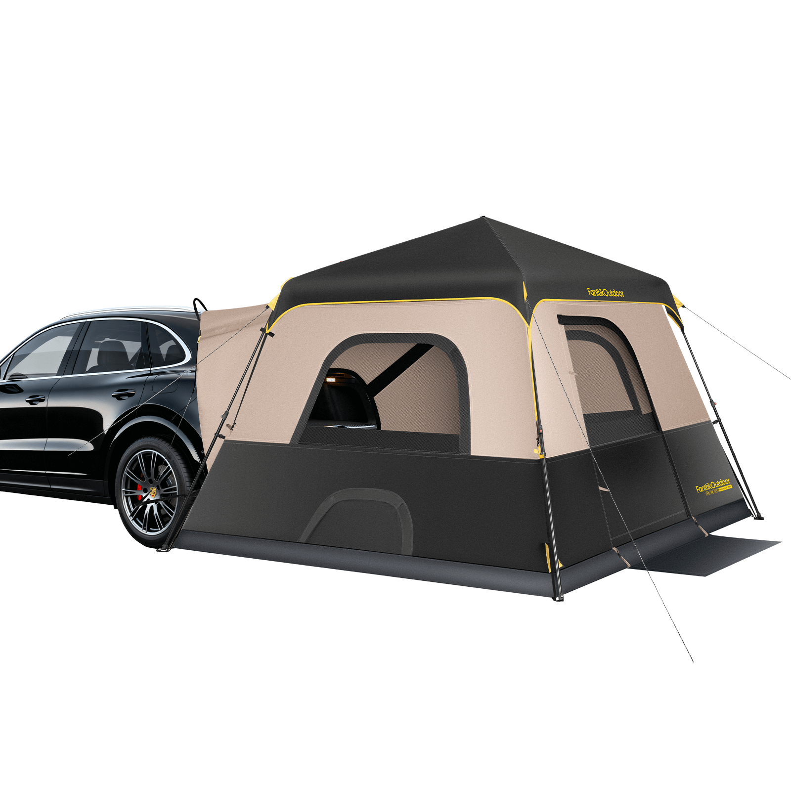 FanttikOutdoor Beta C6 Apex SUV Tent 6 Person Instant Cabin Car Tent Setup in 60 Seconds with Rainfly & Windproof Portable with Carry Bag for Family Camping, Upgraded Ventilation, Khaki