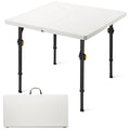 FanttikOutdoor 34" Square Folding Card Table, Two Heights Adjustable, Max Load 300 lbs, Portable Table with Lock Button, for Indoor/Outdoor, Home, Parties, Picnics, Puzzle