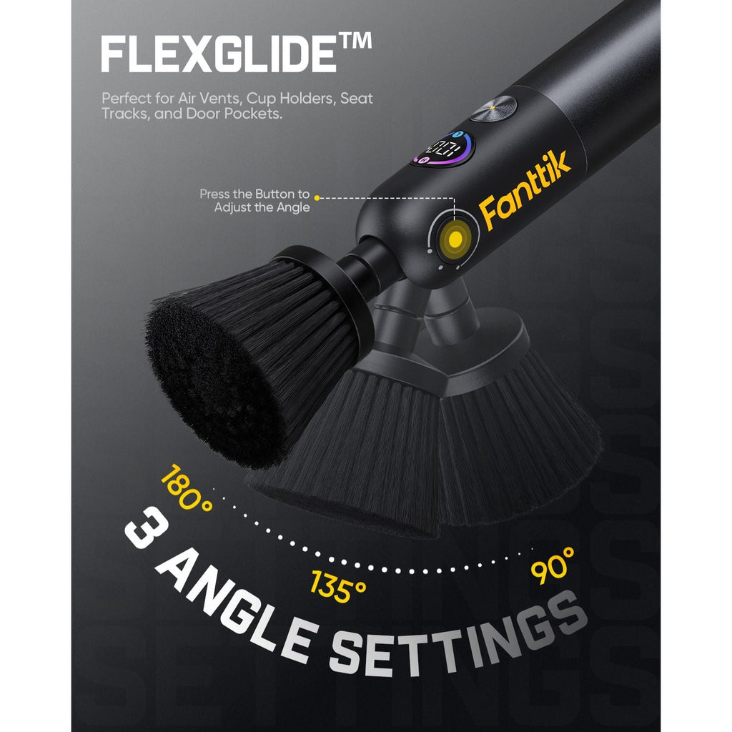 Fanttik Flip G10 Nano AutoCare Cordless Electric Scrubber, Dual-Speed with 8 Brush Heads, Adjustable Angle & Smart Display, IPX7 Waterproof for Deep Car Cleaning