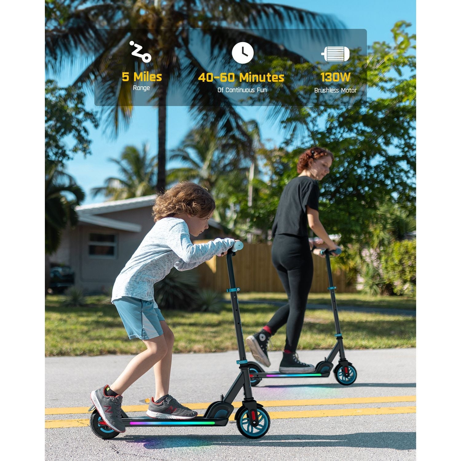 FanttikRide C9 Apex electric scooter for kids in blue, with 5-mile range and 130W motor.