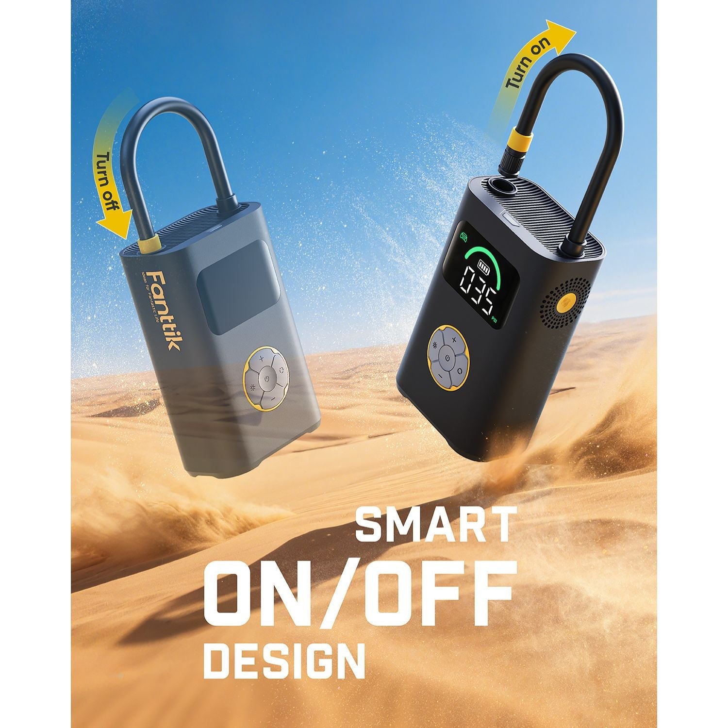 Fanttik X10 Pro Max tire inflator with smart on/off design and digital display