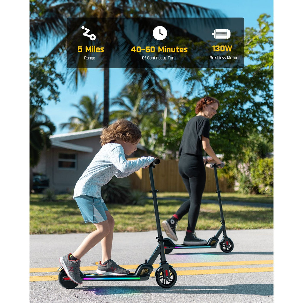 FanttikRide C9 Pro electric scooter for kids with 5-mile range, 40-60 minutes runtime, and 130W motor.