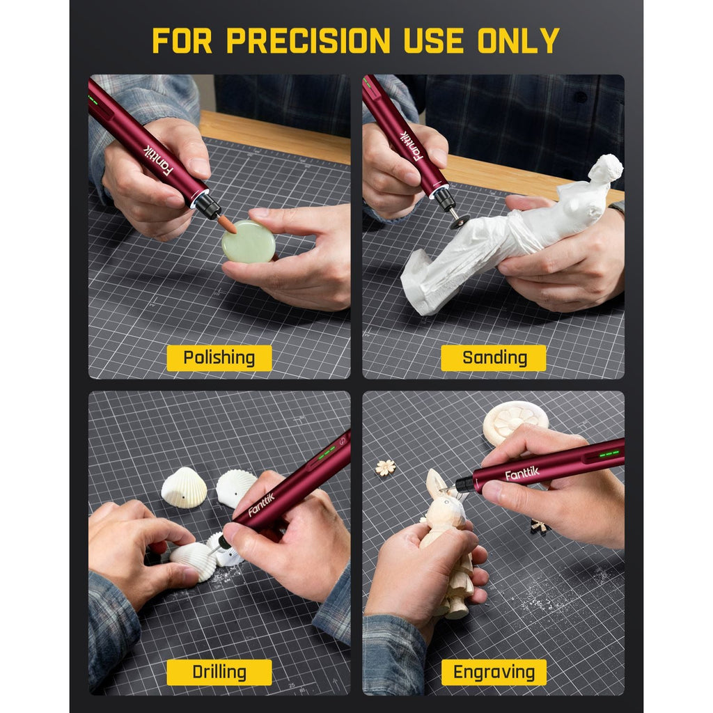 Fanttik F2 Master Mini Cordless Rotary Tool Kit 4V, Brushless Motor, 5 Variable Speed, 25000 RPM, Revostor Hub, 35 Accessories, Power Tool for Sanding, Polishing, Drilling, Carving, DIY Crafts