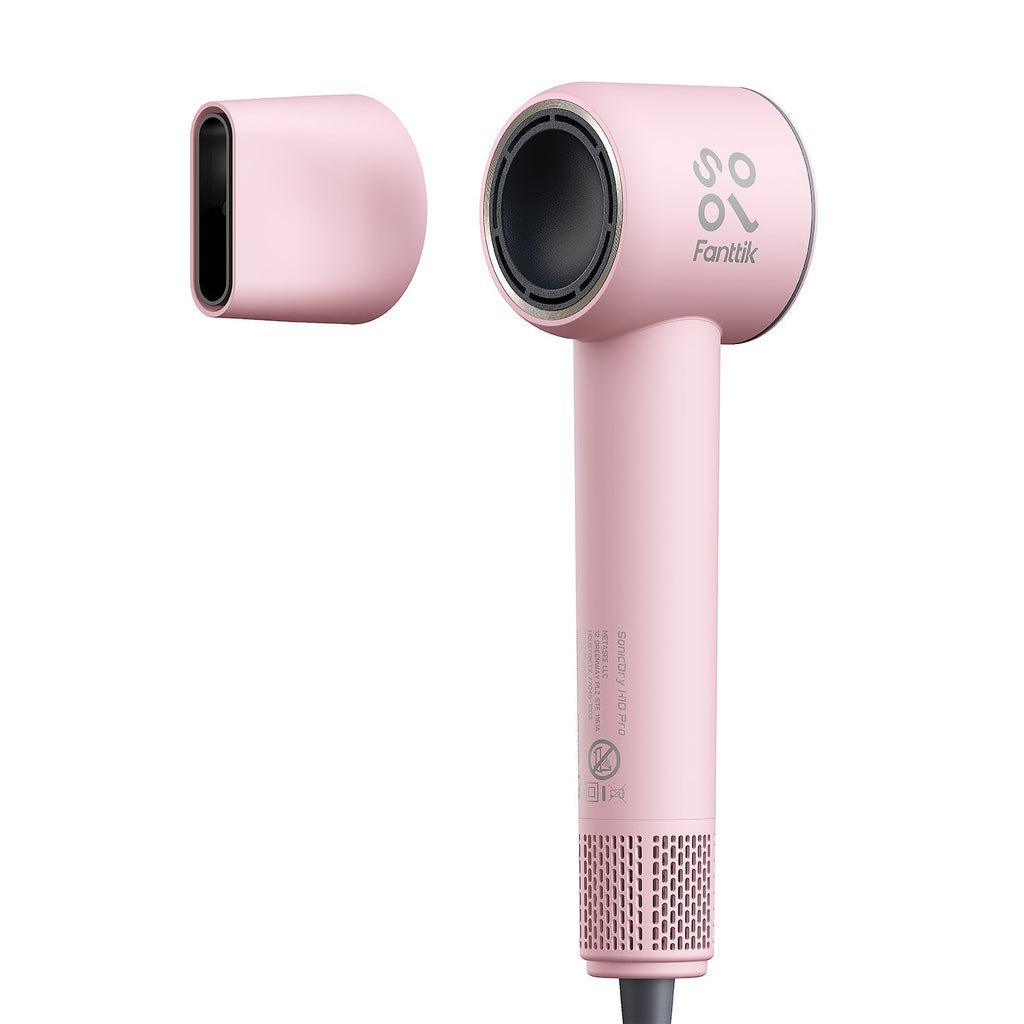 FanttikSolo SonicDry H10 PRO pink hair dryer with nozzle attachment