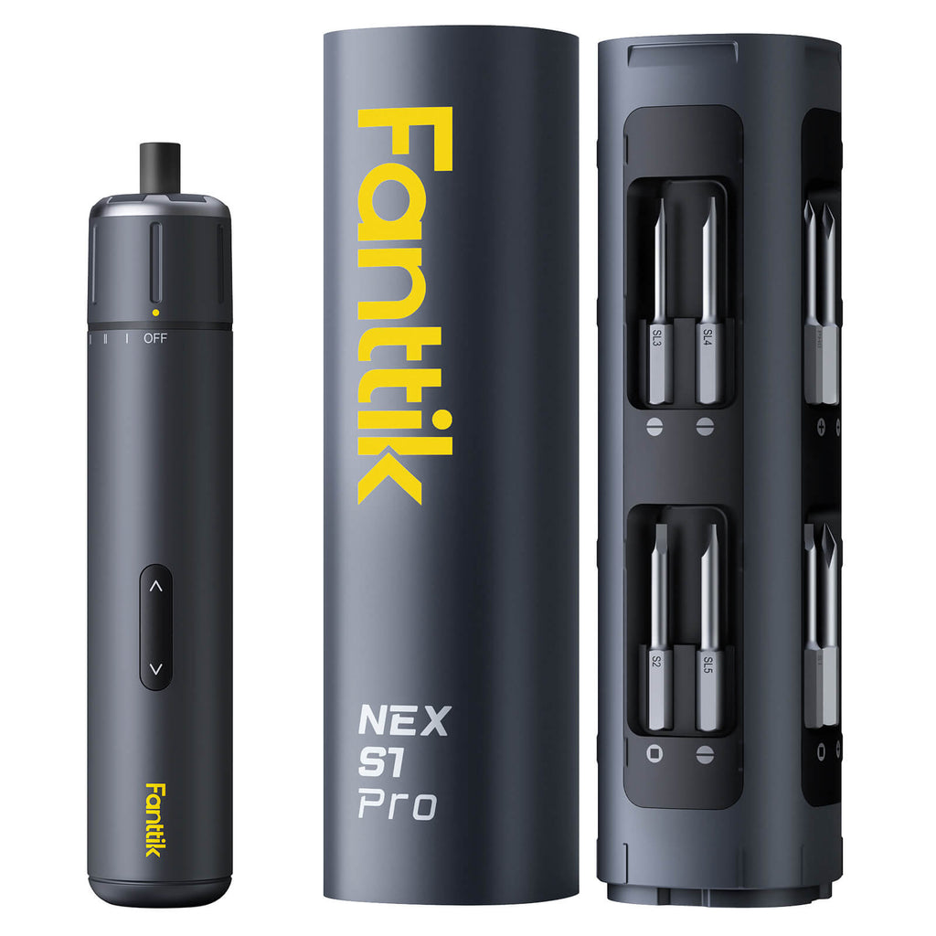 Fanttik S1 Pro 3.7V Electric Screwdriver, Power Screwdriver, 16 S2 Steel Bits, 3 Torque Settings, Max 6 N.m, 2000mAh Battery, LED Light, 1/4''Hex, Ideal Tool for Furniture, Gaming PC